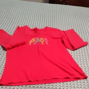 Dark Pink Women's Long Sleeve Tee with Fun Design